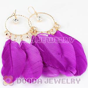 Purple Basketball Wives Feather Hoop Earrings Wholesale