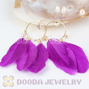 Purple Basketball Wives Feather Hoop Earrings Wholesale