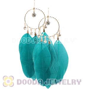 Green Basketball Wives Feather Hoop Earrings Wholesale