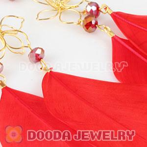 Red Basketball Wives Feather Earrings Wholesale