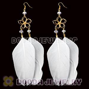 White Basketball Wives Feather Earrings Wholesale