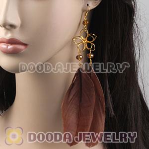 Brown Basketball Wives Feather Earrings Wholesale