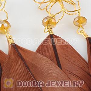 Brown Basketball Wives Feather Earrings Wholesale