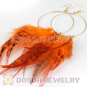 Orange Basketball Wives Feather Hoop Earrings Wholesale