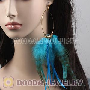 Blue Basketball Wives Feather Hoop Earrings Wholesale