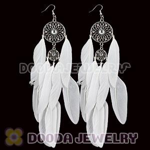 White Basketball Wives Feather Earrings Wholesale