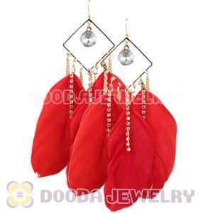 Red Basketball Wives Feather Earrings Wholesale