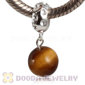 Sterling Silver European Dangle Charms Tiger Eye Beads