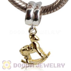 Gold Plated Sterling Silver Dangle Charms Horse Beads
