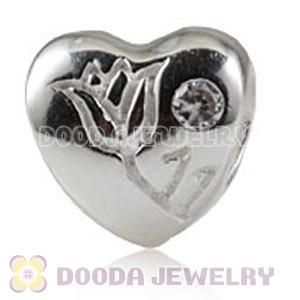 925 Sterling Silver Heart Charm Beads For Valentines Day 