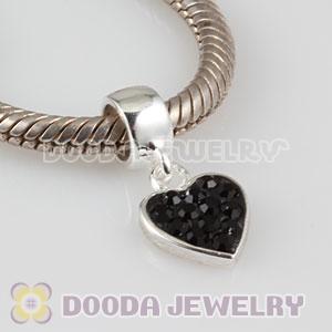 925 Sterling Silver Heart Dangle Charms With Austrian Crystal Wholesale