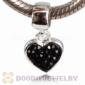 925 Sterling Silver Heart Dangle Charms With Austrian Crystal Wholesale