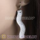 White Crystal Basketball Wives Bamboo Hoop Earrings Wholesale