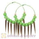 80mm Green Basketball Wives Spike Hoop Earrings Wholesale