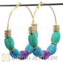 80mm Basketball Wives Mesh Hoop Earrings With Spacer Beads Wholesale