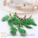 Green Basketball Wives Feather Hoop Earrings With Beads Wholesale