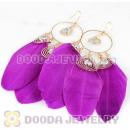 Purple Basketball Wives Feather Hoop Earrings Wholesale