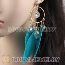 Blue Basketball Wives Feather Hoop Earrings Wholesale