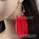 Red Basketball Wives Feather Hoop Earrings Wholesale