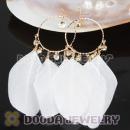 White Basketball Wives Feather Hoop Earrings Wholesale