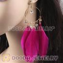 Peach Basketball Wives Feather Hoop Earrings Wholesale