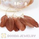 Brown Basketball Wives Feather Hoop Earrings Wholesale