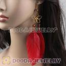 Red Basketball Wives Feather Earrings Wholesale