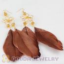 Brown Basketball Wives Feather Earrings Wholesale