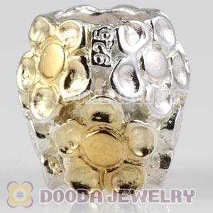 gold plated flower 925 Sterling Silver European Style Beads