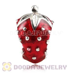 925 Sterling Silver European Charms Enamel strawberry