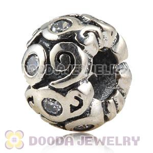 925 Solid Silver Charm Jewelry Beads with Stone