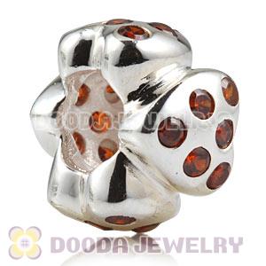 925 Solid Silver Heart to Heart Beads with Stone