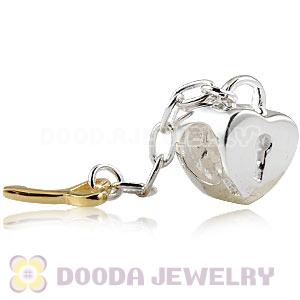 925 silver lock and Key charms beads fit European,troll