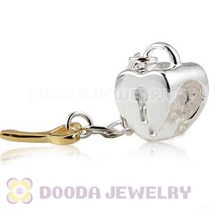 925 Sterling Silver European Heart Lock And Key Charms