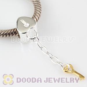 925 Sterling Silver European Heart Lock And Key Charms