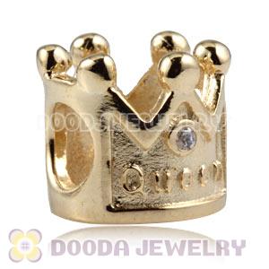 Gold Plated European Style 925 Silver Beads with Stone