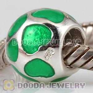925 Sterling Silver Charm Jewelry Beads Enamel Green Loves