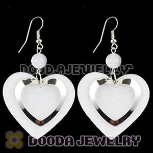 White Crystal Basketball Wives Bamboo Heart Earrings Wholesale