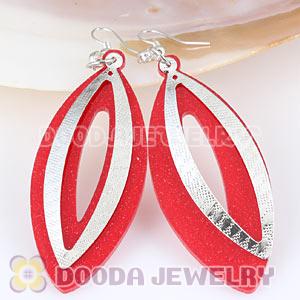 Red Crystal Basketball Wives Bamboo Hoop Earrings Wholesale