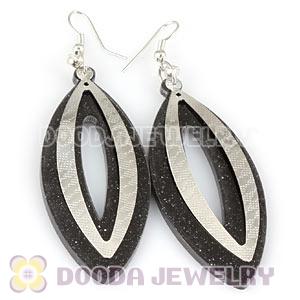 Black Crystal Basketball Wives Bamboo Hoop Earrings Wholesale
