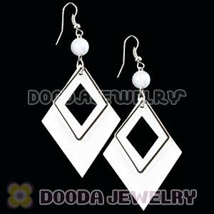 White Crystal Basketball Wives Bamboo Diamond Hoop Earrings Wholesale