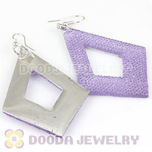Purple Crystal Basketball Wives Diamond Bamboo Hoop Earrings Wholesale 