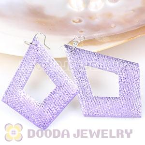 Purple Crystal Basketball Wives Diamond Bamboo Hoop Earrings Wholesale 