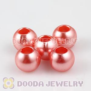 12mm Pink European Big Hole ABS Pearl Beads Wholesale 