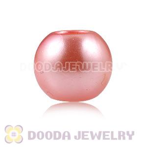 12mm Pink European Big Hole ABS Pearl Beads Wholesale 