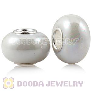 10×15mm White European Acrylic Beads In 925 Silver Core Wholesale