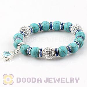 Turquoise Beaded Basketball Wives Bracelets With Czech Crystal Beads 