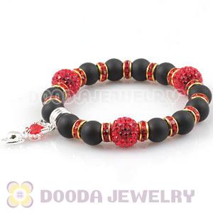 Black Agate Beaded Basketball Wives Bracelets With Czech Crystal Beads 