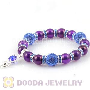 Purple Agate Beaded Basketball Wives Bracelets With Czech Crystal Beads 