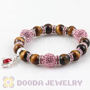 Tiger Eye Beaded Basketball Wives Bracelets With Czech Crystal Beads 